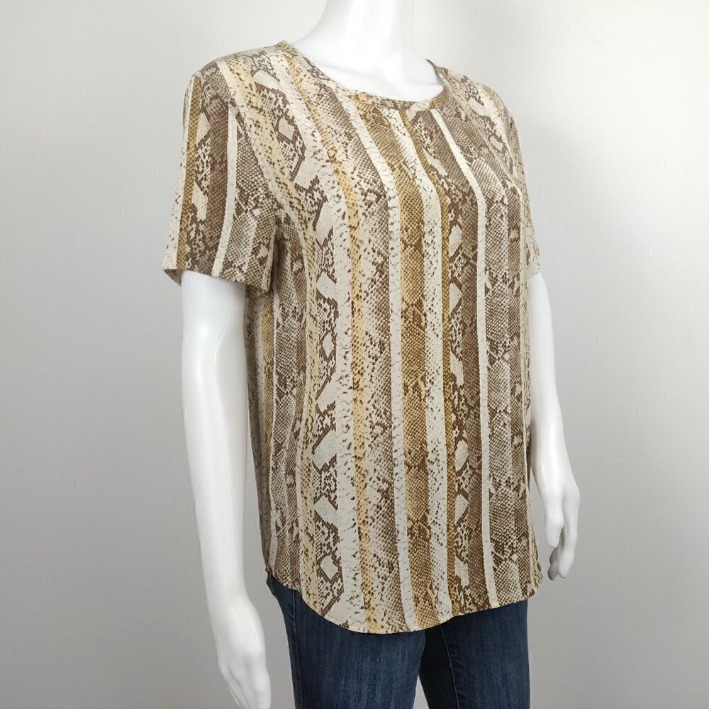 EQUIPMENT Riley Silk Tee Brown Snake Python Print - Picture 4 of 8